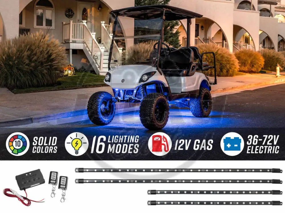 12-Volt Million Color Expandable LED 4-Seater Golf Cart Underbody Lighting Kit with 2 Piece Canopy & 2 Piece Interior - Image 3