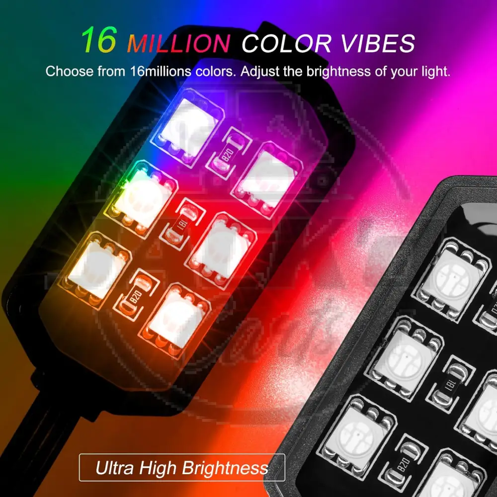 12 Pcs Motorcycle LED Light Kit, APP Control RGB Motorcycle LED Lights 16 Million Color Dual Remote Brake Light Music Mode IP68 Waterproof Motorcycle Lights with Power Switch - Image 2