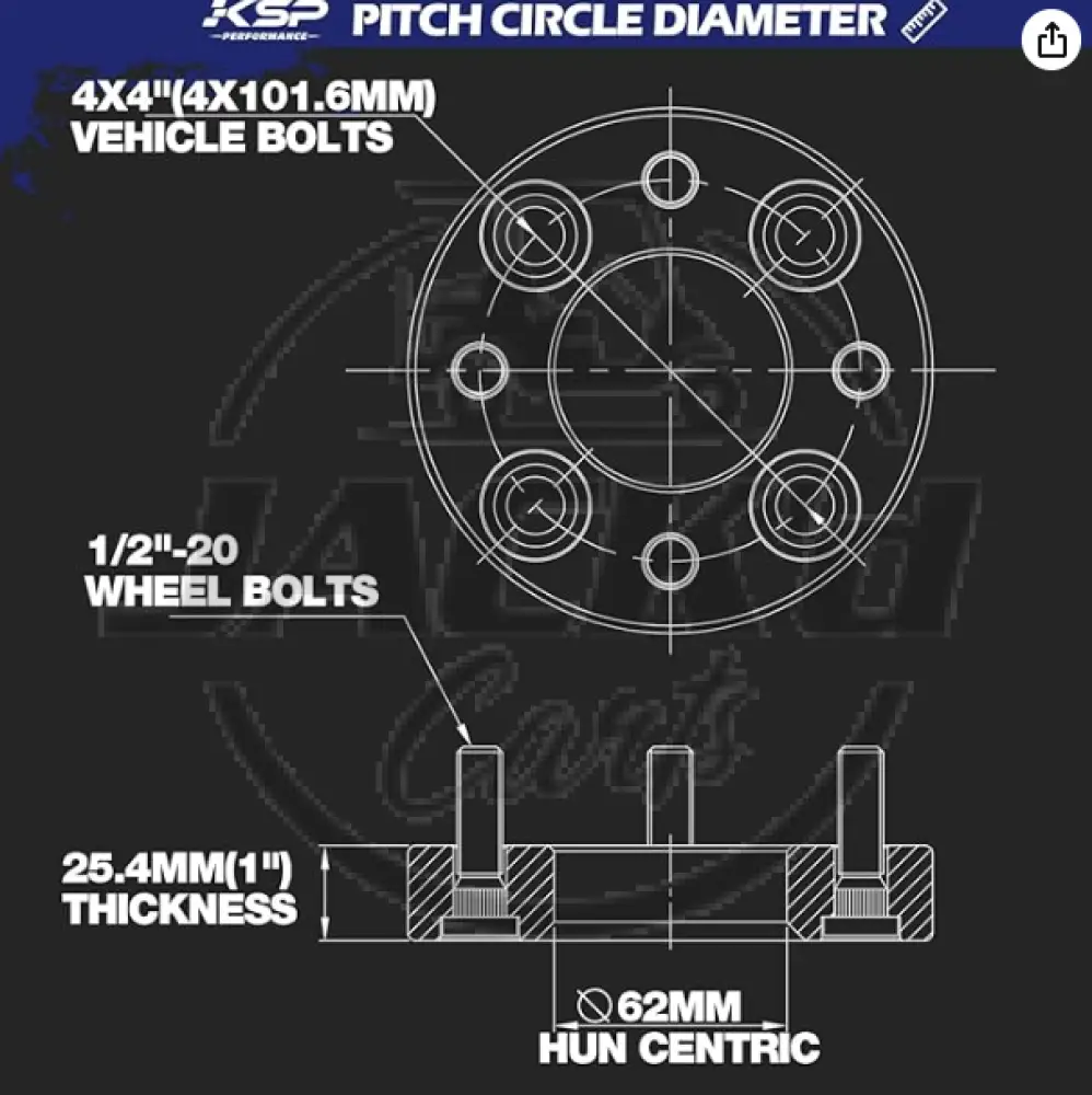 Golf Cart Wheel Spacers Adapters- 1 Inch (Evolution D5 & Classic Series) - Image 2